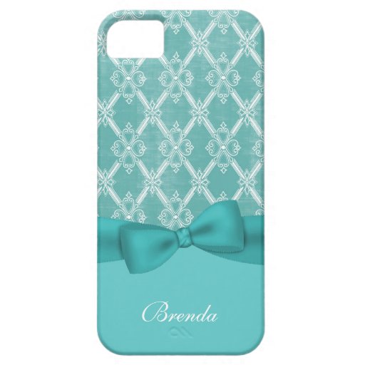Pretty Vintage Aqua & White Lattice iPhone 5 Case