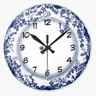 Vintage Blue Delft Plate Effect Clock