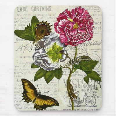 Pretty Vintage Collage Mouse Pads by angelandspot