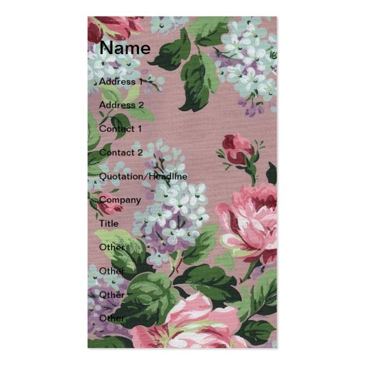 Pretty Vintage Floral Wallpaper Business Cards (front side)