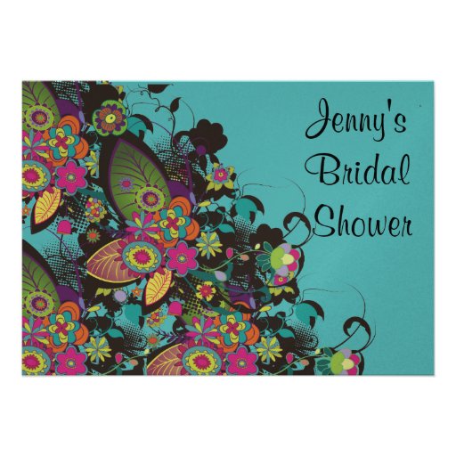 pretty vintage flower frenzy bridal shower invitations