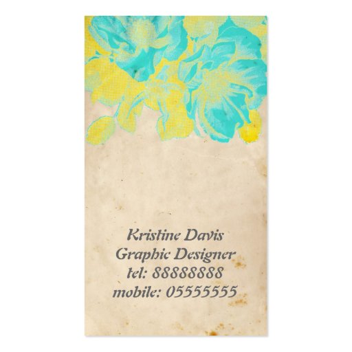 Pretty vintage flowers, business card (front side)