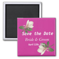 Pretty vintage magnolia flower pink save the date fridge magnets