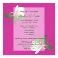 pretty vintage magnolia flowers pink bridal shower invites