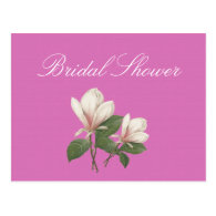 Pretty vintage magnolia flowers pink bridal shower post cards