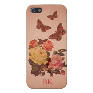 Pretty Vintage Pink Roses and Butterflies Collage Covers For iPhone 5