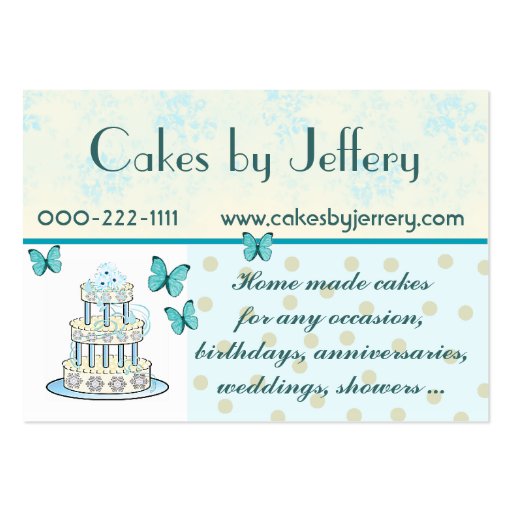 Pretty Wedding Cake Bakery Business Card (front side)