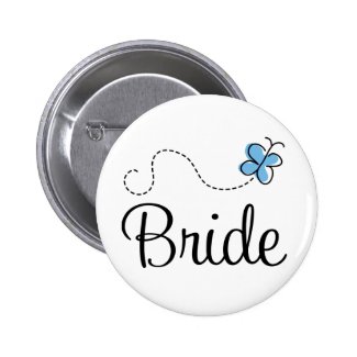 Pretty Wedding Day Bride Blue Button