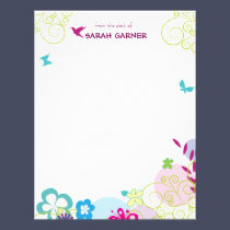 Pretty Whimsical Spring Flowers Writing Stationary letterhead