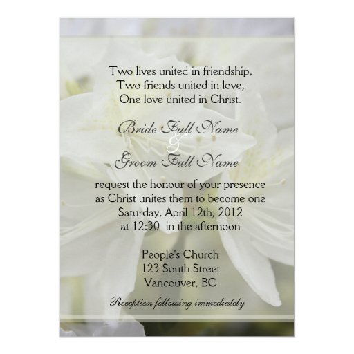 christian wedding invitations pretty white azalea flowers christian wedding personalized christian wedding invitations pretty white azalea flowers christian wedding personalized