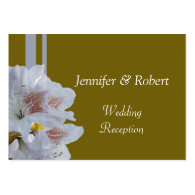 Pretty white azalea flowers wedding reception business card template