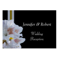 Pretty white azalea flowers wedding reception business cards