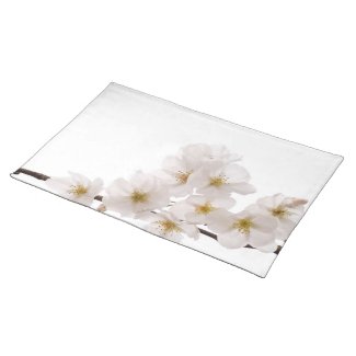 Pretty White Cherry Blossoms Placemats