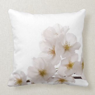 Pretty White Cherry Blossoms Throw Pillows