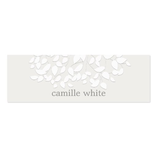 Pretty White Embossed Look Leaves Business Card (front side)