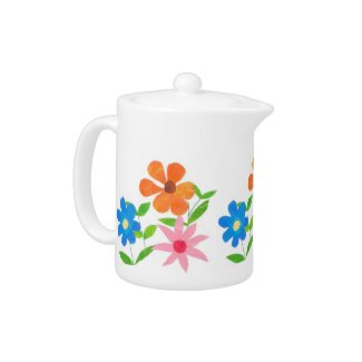 Pretty White 'Flower Power' Tea Pot