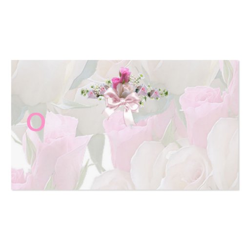 Pretty White Pink Floral Business Card Template (back side)