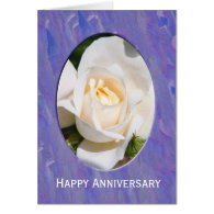 pretty white rose flower happy anniversary card