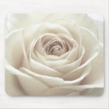 Pretty white rose mouse mats