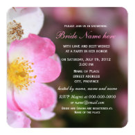pretty wild pink rose flowers bridal shower personalized invite