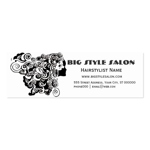 Pretty Woman Long Waves Hair Beauty Salon Business Card Template (front side)