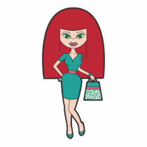 Pretty Woman with retro Handbag Photo Cutouts