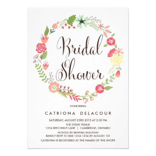 Pretty Wreath Garden Bridal Shower Invitation