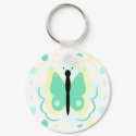 Pretty Yellow And Green Butterfly Keychain