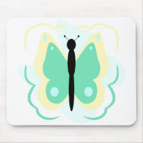 Pretty Yellow And Green Butterfly Mousepad