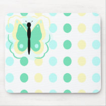 Pretty Yellow And Green Butterfly Mousepad