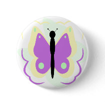 Pretty Yellow And Purple Butterfly Button