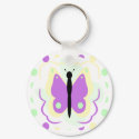 Pretty Yellow And Purple Butterfly Keychain