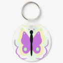 Pretty Yellow And Purple Butterfly Keychain
