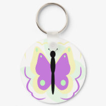 Pretty Yellow And Purple Butterfly Keychain