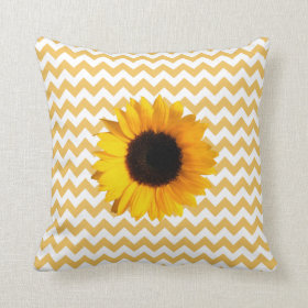 Pretty Yellow Chevron Pattern & Sunflower Throw Pillow