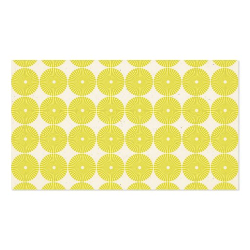 Pretty Yellow Circles Patterns Summer Citrus Business Card (back side)