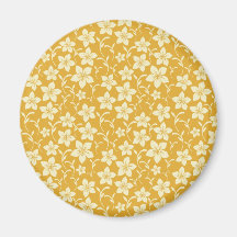 Pretty Yellow Gold Floral Pattern Spring Autumn Fridge Magnets