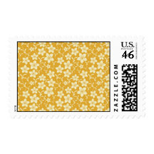 Pretty Yellow Gold Floral Pattern Spring Autumn Postage Stamps
