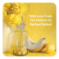 Pretty Yellow Home Made Food Label Stickers