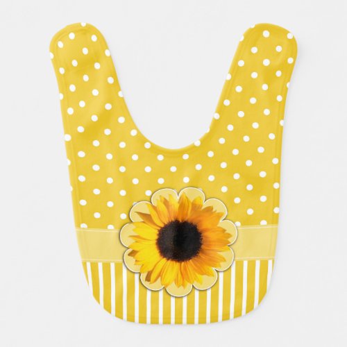 Pretty Yellow Patterns and Sunflower Baby Bib