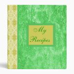 Pretty Yellow Print with Green Recipe Binder