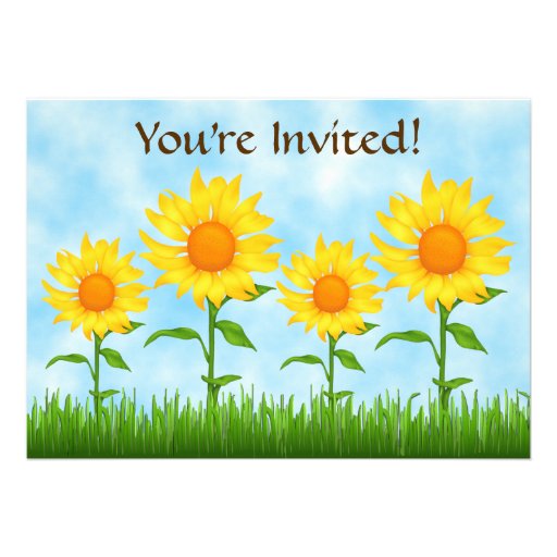 Pretty Yellow Sunflower Birthday Party Invitation