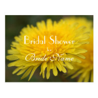 Pretty yellow wild flower dandelion bridal shower postcard