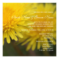 Pretty yellow wild flower dandelion wedding personalized invites