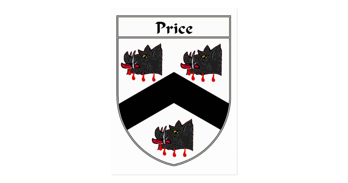Price Coat of Arms (Wales) Postcard Zazzle