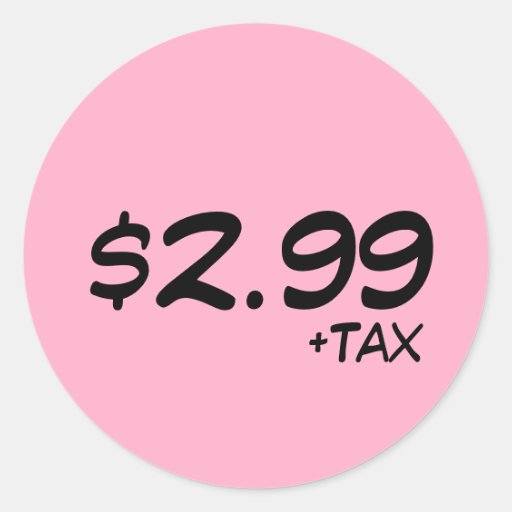 Price Label With Tax Classic Round Sticker Zazzle