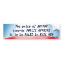 Price of Apathy (Plato) bumper stickers