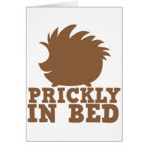 prickly in bed greeting card