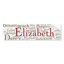 Pride and Prejudice Word Cloud Bumper Stickers