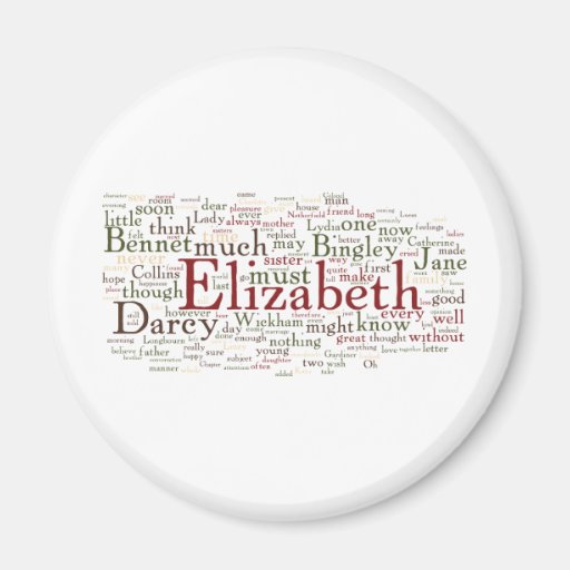 Pride and Prejudice Word Cloud Magnet